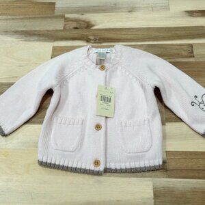 Pottery Barn Kids Knit Sweater, 0-3 Months, 100% Organic Cotton, Pink